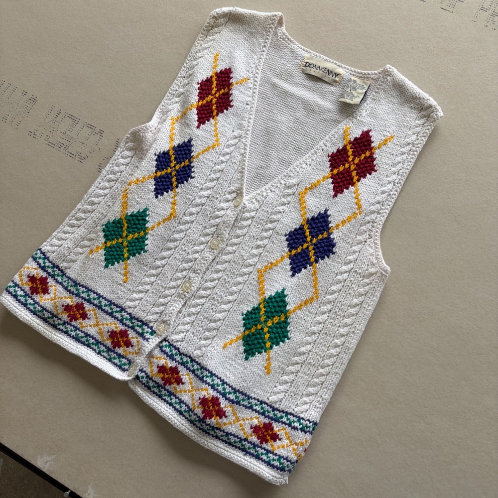 Vintage 90s Donnkenny Argyle Sweater Vest